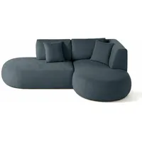 Lisa Design Santorini - 4-Sitzer Modulares Ecksofa rechts - aus strukturiertem Stoff , Graublau - Grau