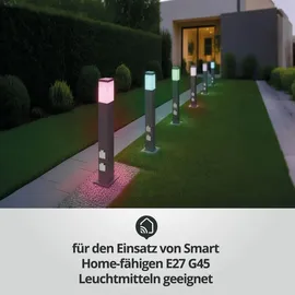 LED Universum Wegeleuchte Edelstahl 80 cm mit 2 Steckdosen und Dämmerungssensor anthrazit