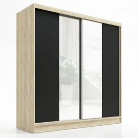 A&J MöbelLand Schiebetürenschrank DUO 200 x 215 x 59,5 cm Weiß/Schwarz