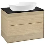 Villeroy & Boch Finion Waschtischunterschrank F99200PC 80x60,3cm, Abdeckplatte black matt, Oak Veneer