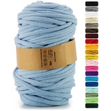 Netuno 1x Makramee-Garn Hellblau 9 mm 50 m Baumwollkordel mit Polyesterkern Kordel Baumwolle Kordelband Naturkordel Baumwollgarn für Makramee Basteln Garn dick Kordel Makramee farbig Cotton Cord