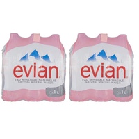 12x Evian Natürliches Mineralwasser,Wenig Natrium,PET-Einwegflasche 1Lt