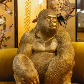 Kare Design Dekofigur Gorilla, Side XL Gold, 76cm