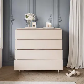 lookway Kommode Aura Kaschmir 95 x 90 x 40 cm 4-tlg. beige/silber