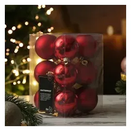 MARELIDA Weihnachtskugeln bruchfest glänzend matt rot 12St