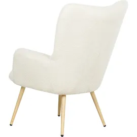 Beliani Ohrensessel mit Fußstütze Bouclé Cremeweiß