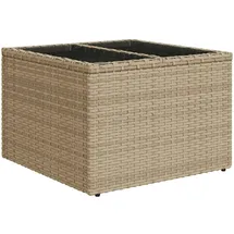 vidaXL Gartentisch mit Glasplatte Beige 55x55x37 cm Poly Rattan