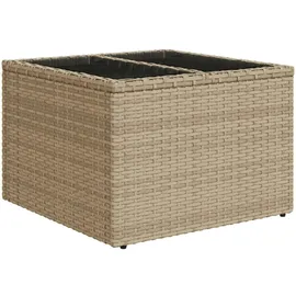 vidaXL Gartentisch mit Glasplatte Beige 55x55x37 cm Poly Rattan
