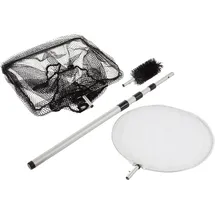 HEISSNER Teichkescher-Set 3in1 Kescher+Reiniger+Bürste, Teleskop-Stiel