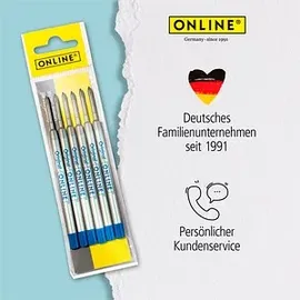 Online Schreibgeräte Kugelschreiberminen 70038, Metallgroßraummine, Stärke M, blau, 6 Stück
