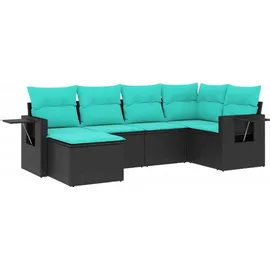 vidaXL Gartensofa-Set 6-tlg. schwarz