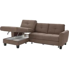 sit&more Ecksofa »Varese L-Form« mit Federkern, wahlweise mit Bettfunktion und Stauraum braun