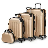 FCH Kofferset Trolley Hartschalenkoffer-Set4-teilig, 3 Trolleys, 1 Beauty Case, 4 Rollen