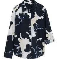 Tom Tailor Printed Collar Langarmbluse - Big Floral Shapes
