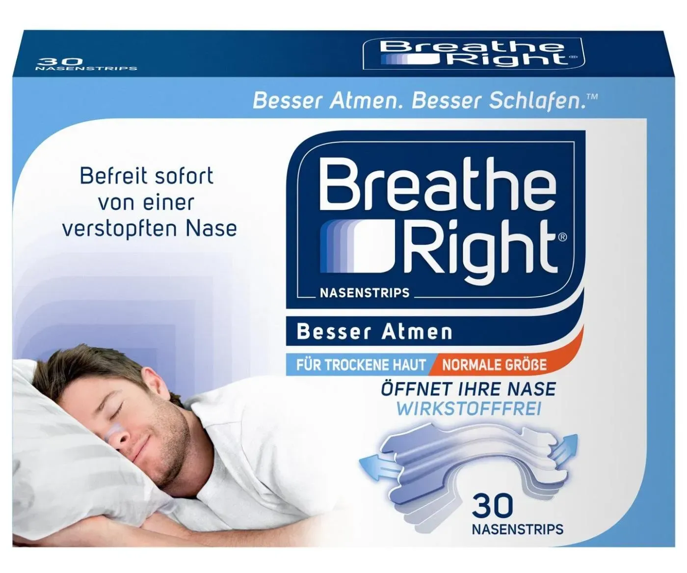 Besser Atmen Nasenstrips normal transparent 30 Stück Pflaster