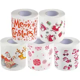 Weihnachts Toilettenpapier,5 Rollen Lustige Weihnachten Toilettenpapier,Weihnachtsmann Klopapier,Weihnachten Toilettenpapierrollen,Lustige Neuheit toilettenpapier
