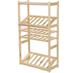 PROREGAL Getränkekisten- & Weinregal SPREEWALD HxBxT 124x70x33cm 12 Flaschen auf 2 Ebene + 2 Ebenen für Kisten + Ablage Massives Kiefernholz Natur