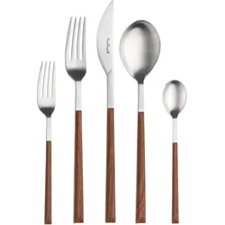 Besteck-Set PINTINOX "Sushi", braun (edelstahlfarben, mahagonifarben), 30 tlg., Edelstahl 18/0, Kunststoff, Essbesteck-Sets, Satiniert mit Kunststoffgriff in Holz-Optik