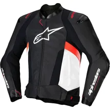 Alpinestars Missile V3 Lederjacke, - Schwarz/Weiß/Neon-Rot / 58