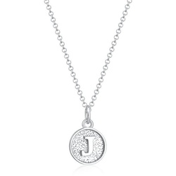 Elli Kette mit Anhänger Buchstabe J Initialen Vintage Plättchen 925 Silber silberfarben