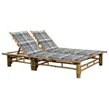 vidaXL Gartenliege Doppelliege Gartenliege 2-Personen Sonnenliege Bambusliege Auflage gra braun