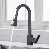 Schwarz Wasserhahn 360° Küchenarmatur Ausziehbarer Einhandmischer mit Brause DHL