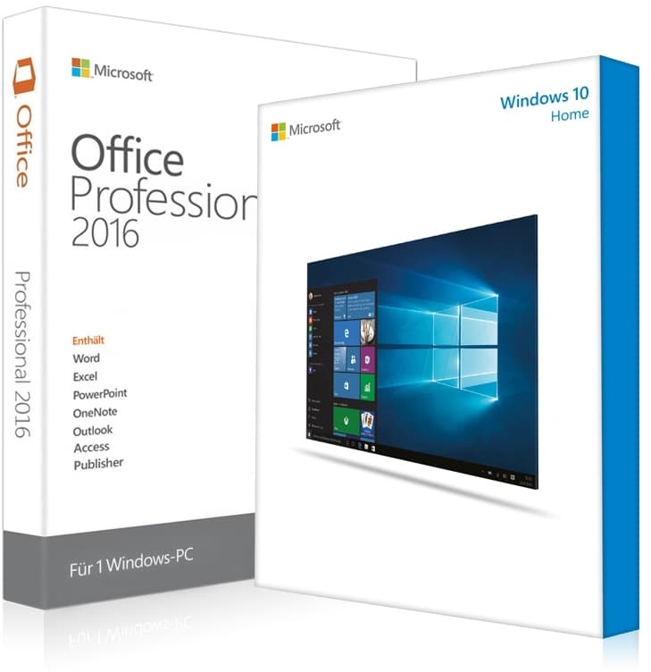 Windows 10 Home + Office 2016 Professional + Lizenznummer