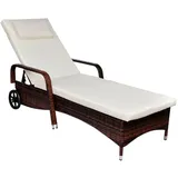 vidaXL Sonnenliege mit Rollen Poly Rattan Braun