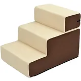 Haustiertreppe Hundetreppe Katzentreppe 3 Stufen Für Katzen Und Hunde Plüsch Beige 54 X 40 X 39cm - Pawhut