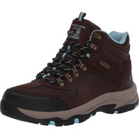 SKECHERS Trego Base Camp Walking-Schuh, Chocolate Suede Textile Light Blue Trim, 38