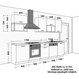 Küchen-Preisbombe Küchenzeile ARONA BASIC LOFT 280 cm Schwarz