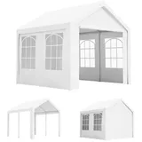 GIHAUVIA Pavillon 3x3 Meter Partyzelt, Wasserdicht Stabil Gartenpavillon Gartenzelt. weiß