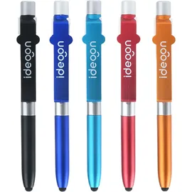 shop'n smile ideoon 4in1 Kugelschreiber mit LED-Lampe, Touchpen für Tablets & Handy-Ständer Funktion, 10er-Set Multifunktionsstift Schreibset für Büro, Alltag und Reise