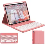 zoyu Hülle mit Tastatur für iPad 11. Generation 2025 A16 / iPad 10. Generation 2022 10,9 Zoll, Magnetische Anti-Detach Tastatur Hülle, QWERTZ Layout Keyboard, Wassermelonenrot
