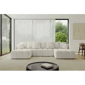 altdecor Ecksofa Cord 6-Sitzer Creme