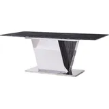 Esstisch mit schwarzer Marmorplatte – 200 x 100 cm | Edelstahl-Gestell in geometrischem Design - Schwarz