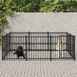 vidaXL Outdoor-Hundezwinger 5,63 m2 Stahl Schwarz