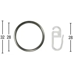 Gardinenring GARESA "Ring mit Haken", silber (edelstahlfarben), 20 St., Aluminium, Gardinenbefestigungen, Aluminium