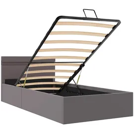vidaXL Bett mit Bettkasten Hydraulisch LED Grau Kunstleder 100x200 cm