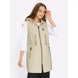 Inspirationen Longweste INSPIRATIONEN, Damen, Gr. 50, sand, 100% Polyester, unifarben, Westen Longweste