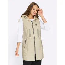 Inspirationen Longweste INSPIRATIONEN, Damen, Gr. 50, sand, 100% Polyester, unifarben, Westen Longweste