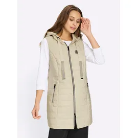 Inspirationen Longweste INSPIRATIONEN, Damen, Gr. 50, sand, 100% Polyester, unifarben, Westen Longweste