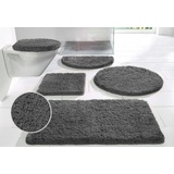 my home Badematte Sanremo, Badvorleger, Badezimmer Teppich, sehr weich, Höhe 30 mm, rutschhemmend beschichtet, fußbodenheizungsgeeignet, schnell trocknend, Polyester, rund, Badteppich, unifarben, rechteckig, rund & als 3-tlg. Set erhältlich grau rund | Ø 120 cm x 30 mm