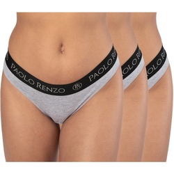 Paolo Renzo® Damen Baumwoll Tanga SPORT LINE 6 Paar - Größe S - Schwarz