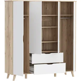 Forte Drehtürenschrank Vankka 184,1 x 201,5 x 52,7 cm Beige
