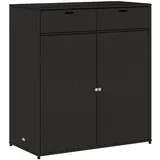 vidaXL Gartenschrank, Geräteschrank mit viel Stauraum, Beistellschrank Schrank mit Türen, Balkonschrank Terrassenschrank, Schwarz Poly Rattan