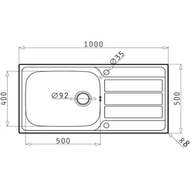 PYRAMIS Einbauspüle ATHENA 5 inkl. Excentergarnitur 1000 x 500 mm