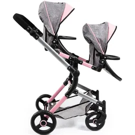 Bayer Puppen-Zwillingsbuggy »Twin Neo« mit Wickeltasche, grau