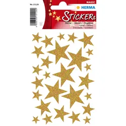 HERMA Sticker Sterne Gold, Glittery, Folie, Gold, Sternenmuster, Dauerhaft, star