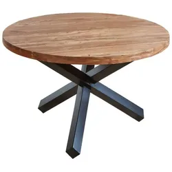 Esszimmertisch rund 140 cm Akazienholz Natur Schwarz RUNA